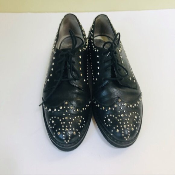 Michael Kors Oxford Studs Leather Lace Up Shoes Grommets Flats Booties Wedge 7 - Picture 7 of 15
